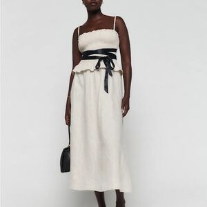 Reformation Miles Linen Dress in Oatmeal